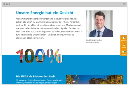 Responsive Website für den Monheimer Energie- und Multimedia-Versorger MEGA