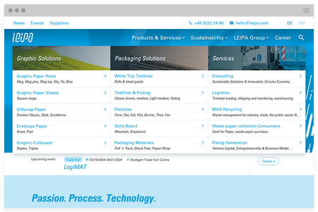 Responsive Website für die LEIPA Group