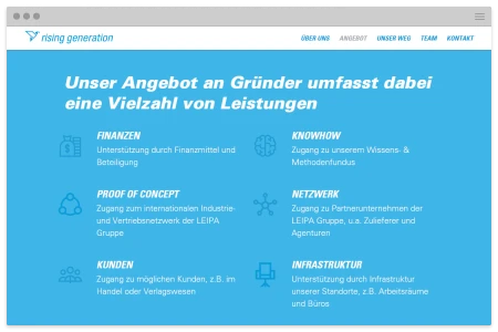 Responsive Website und Branding für Rising Generation