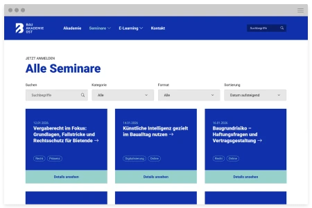 Responsive Website für die Bauakademie Ost gGmbH