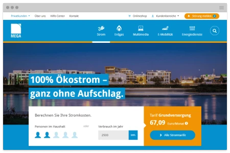 Responsive Website für den Monheimer Energie- und Multimedia-Versorger MEGA